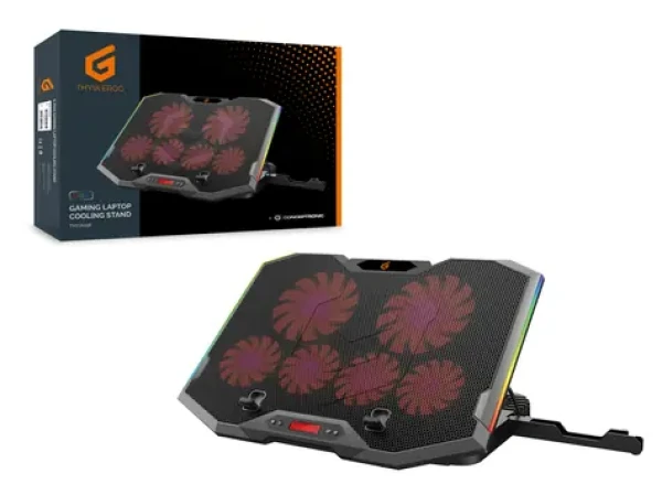 Conceptronic THYIA chladicí podložka pod notebook šedá / pro 17" notebook / 6x větrák / RGB (THYIA01B)