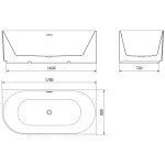 MEXEN/S - Gia volně stojící rohová vana reliéf pravá 170 x 80, bílá mat, sifon a přepad grafit kartáčovaná 52701708001P-66