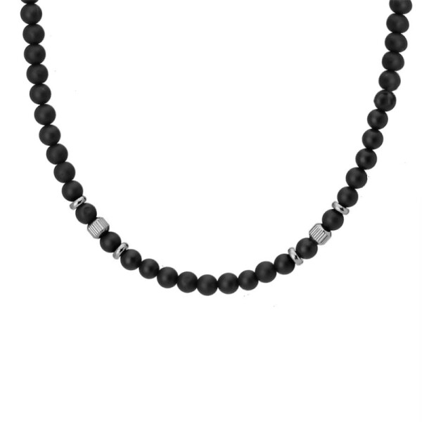 Pánský korálkový náhrdelník Giorgio - 6 mm přírodní matný onyx, Černá 55 cm