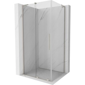 MEXEN/S - Velar L sprchový kout, posuvné dveře 100 x 110, transparent, nikl kartáčovaný 871-100-110-03-97