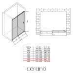 CERANO - Sprchové posuvné dveře Varone LINE L/P - 6 mm - černá matná, transparentní sklo - 150x195 CER-8050BD7555