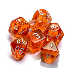 Sada kostek Chessex Translucent Orange/White Polyhedral 7-Die Set CHX23073