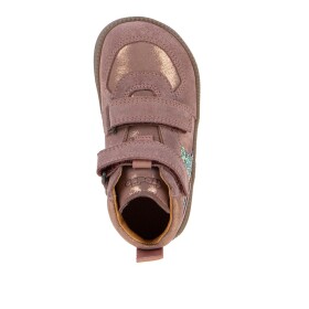 Dívčí celoroční kožené kotníkové barefoot boty LOOP HIGH-TOPS PINK/GOLD Froddo G2110157-5 - 25