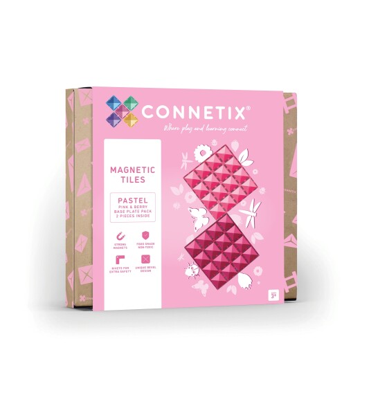 Connetix Connetix Tiles - Magnetické Základny Pastelová Růžová & Berry 2 ks