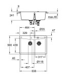 GROHE - Dřezy Kompozitní dřez K700 s odtokem, 84x56 cm, granitová černá 31657AP0