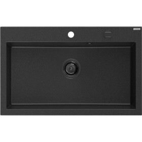 MEXEN/S - Elix granitový dřez 1-miska 800 x 500 mm, černá/stříbrná metalik, sifon černá 6527801005-73-B