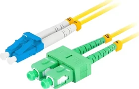 Lanberg SM žlutá / Optický patch kabel / LC/UPC-SC/APC / Duplex / G657A1 / 2 m (FO-LUSA-SD11-0020-YE)
