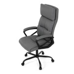 Kancelářské křeslo, šedá ekokůže, taštičkové pružiny, kovový kříž, kolečka na tvrdé podlahy