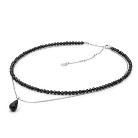 Luxusní náhrdelník Sabelina - onyx, spinel, stříbro 925/1000, Černá 38 cm + 7 cm (prodloužení)
