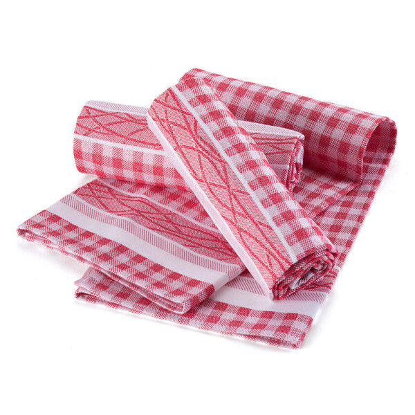 Bavlněné žakárové utěrky červené 50 x 70 cm 3 ks