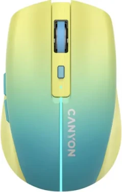 CANYON CNS-CMSW44UA žlutomodrá / optická bezdrátová myš / 800/1200/1600 dpi / 8 tlačítek / BT+2.4GHz / 500mAh (CNS-CMSW44UA)