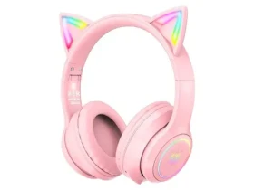 ONIKUMA B90 růžová / Bezdrátová sluchátka / mikrofon / BT 5.0 / 3.5mm jack / RGB (B90P)