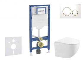 GEBERIT - Duofix Set předstěnové instalace, kompaktního klozetu Gaia sedátka softclose, tlačítko Sigma20, bílá/pozlacená SANI11CA3147B