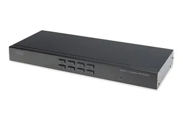 Digitus KVM Switch 8 portů / KVM switch / PS/2-USB / VGA / Rack 19" / kaskádovatelný (DS-23200-2)
