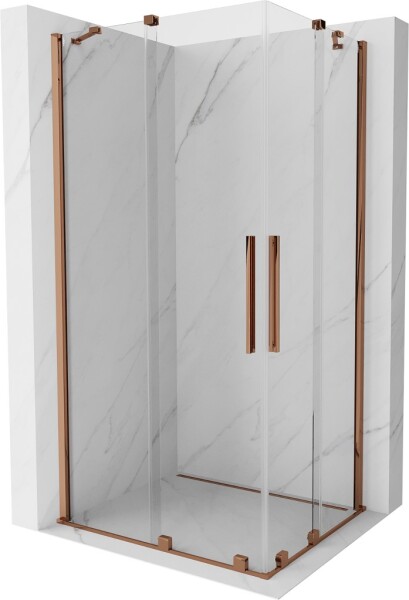 MEXEN/S - Velar Duo čtvercový sprchový kout 100 x 90, transparent, růžové zlato 871-100-090-02-60
