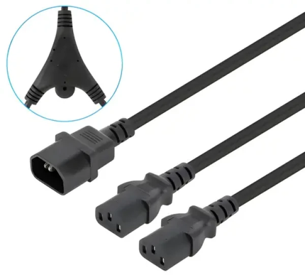 Manhattan napájecí kabel IEC C14 - 2x IEC C13 černý / Napájecí kabel / rozbočovací / 1,8 m / 250 V (157469)