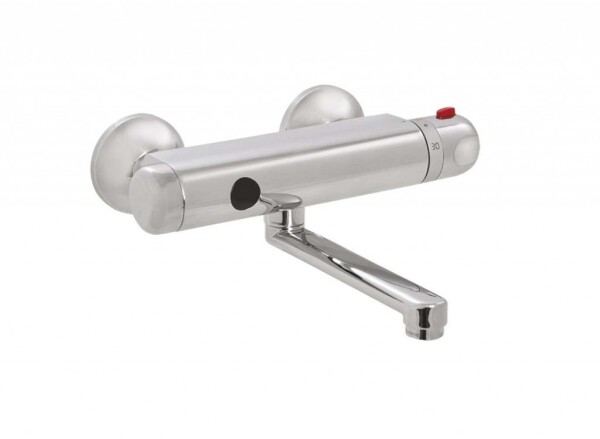 SANELA - Senzorové baterie Elektronická termostatická umyvadlová baterie, napájení z baterie, rozteč 100 mm, nerez/chrom SLU 25SBK