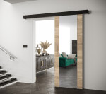 Posuvné dveře Salwador II Dveře: Černý Marmur, Pásky / úchyty: Stříbrné, Horní pojezdová lišta: Černá