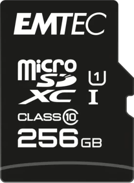 EMTEC microSD EliteGold 256GB + Adapter / UHS-I U1 / čtení: 90MBs / zápis: 20MBs (ECMSDM256GXC10GP)