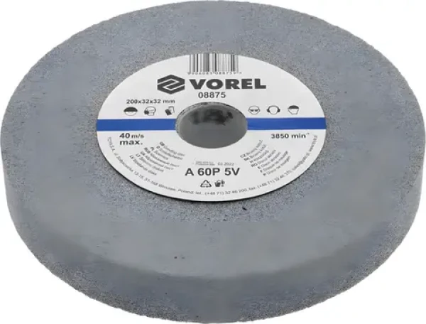 Vorel Brusný kotouč 200x32x32 mm jemný / Brusný kotouč / Zrnitost jemná / Max. 3850 ot./min (TO-08875)