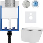 CERANO - Kompletní WC set Profi/Cronus Standard - bílá lesklá - WC tlačítko Line/Nerez - pro zazdění - 59,3x38,4 CER-287438