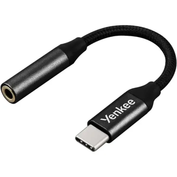 YENKEE YTC 102 Redukce USB-C (M) na Jack 3.5mm (F) 6.5 cm černá (8590669303663)