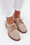 Dámské kožené elegantní šněrovací polobotky Zazoo 4238 béžové 36