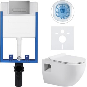 CERANO - Kompletní WC set Profi/Dure - bílá lesklá - WC tlačítko Slim/Tmavě šedá - pro zazdění - 51x35 CER-751441