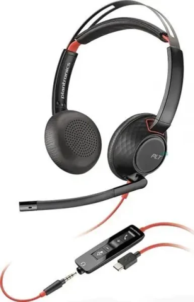 Poly Blackwire C5220 černá / Náhlavní souprava / mikrofon / dvě sluchátka / 3.5mm jack / USB-C (805H3AA)