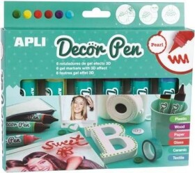 Apli Decor Pen perleťové 3D popisovače sada 6x25 ml