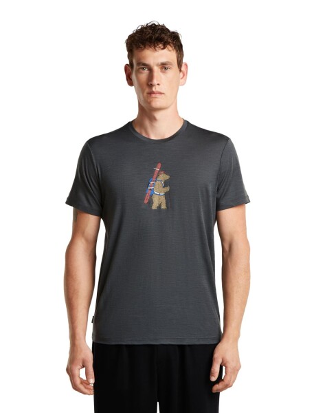 Pánské merino triko krátký rukáv ICEBREAKER Mens Merino 150 Tech Lite SS Tee Bear Tour, Obsidian velikost: M