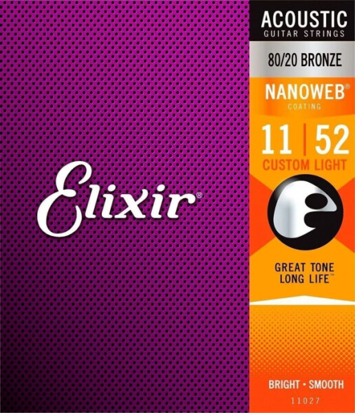 Elixir Acoustic 80/20 Bronze with NANOWEB .011 - .052