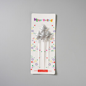 Dortová svíčka hvězda stříbrná 4ks