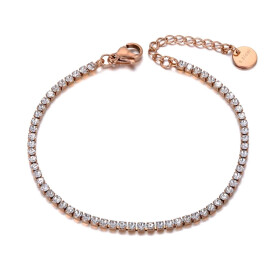 Jemný ocelový náramek se zirkony Juliana Rose Gold - chirurgická ocel, Zlatá 17 cm + 3 cm (prodloužení)
