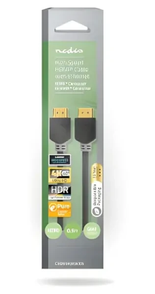 Nedis antracitová / Kabel HDMI / High Speed Ethernet / ARC / 4K 60 Hz / 18 Gbps / 0,5 m / Kulatý (CVBW34000AT05)