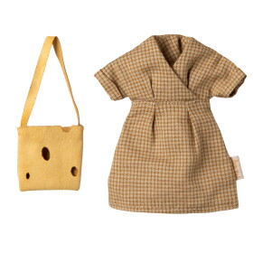 Maileg Šaty a kabelka pro myšky Maileg Mum Mouse, žlutá barva, textil