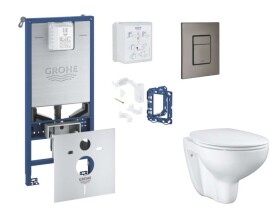 GROHE - Rapid SLX Set předstěnové instalace, klozetu, sedátka SoftClose, tlačítka Skate Cosmopolitan a sady pro vhazování tablet, kartáčovaný Hard Graphite SANI11BB5126