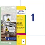 Avery-Zweckform L4775-20 Fóliové etikety 210 x 297 mm poylesterová fólie bílá 20 ks trvalé barevná laserová tiskárna, laserová tiskárna, barevná kopírka,