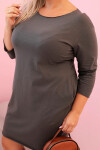 Dámské šaty Plus Size z bavlny s jednoduchým střihem a rukávem 3/4 khaki UNI