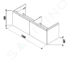 JIKA - Cubito Skříňka pod dvojumyvadlo 1280x480 mm, dub H40J4274015191