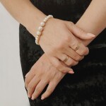 Luxusní perlový náramek Debora Gold - chirurgická ocel, Zlatá 16 cm + 3 cm (prodloužení) Bílá