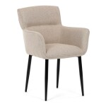 Židle jídelní, snadno čistitelná krémová látka, černý matný lak, kovové nohy