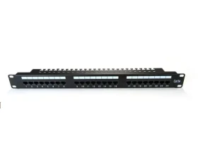19" 24 portů černý / Patch panel / CAT.5E / U/UTP / 1U / kabelový žlab (DN-91524U-EC)