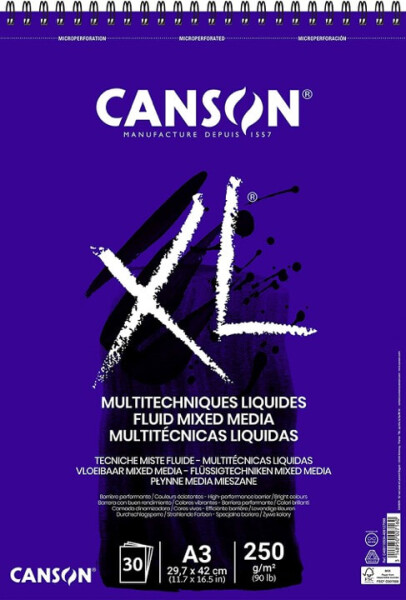 Canson XL Fluid Mix-Media skicák A3 250g 30 listů