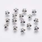 Kovový korálek - hvězda - starostříbrný - 6 x 6 x 3 mm - 1 ks