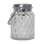 STAR TRADING LED lucerna na solární napájení Pireus, stříbrná barva, sklo, kov