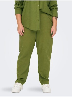 Zelené dámské lněné kalhoty ONLY CARMAKOMA Caro dámské