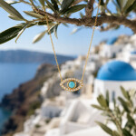 Pozlacený náhrdelník Evil Eye - chirurgická ocel, Zlatá 39 cm + 5 cm (prodloužení)