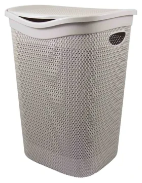 BELLI E FORTI Koš na prádlo RATA béžová / S víkem / 55 l / Plast / Imitace ratanu