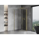 MEXEN/S - Mist-F sprchový kout skládací dveře pravá 75 x 75, transparent, zlato 8A6T-075-075-50-00-P